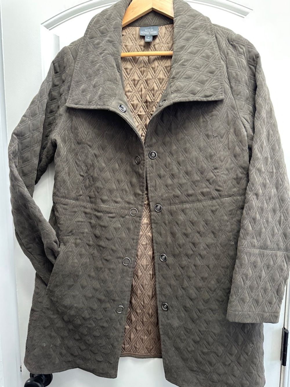 Nomadic Traders Quilted Taupe Green Pea Coat